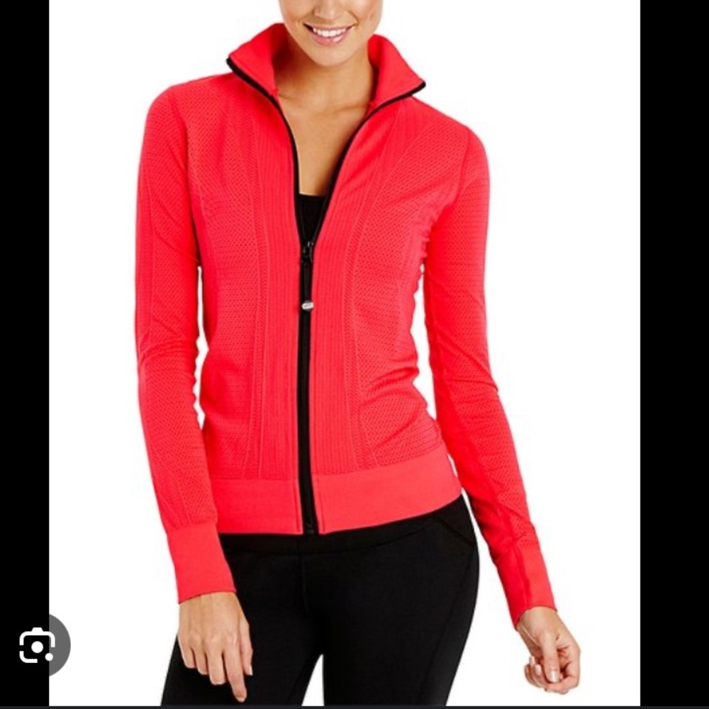 *Lorna Jane Life Coral Pink Mock Neck Seamless Zip Up M/L Athletic Jacket #RW